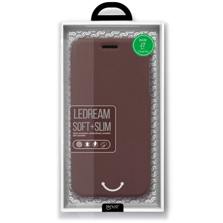 Lenuo for Galaxy J7 (2017) (EU Version) PU+PC Litchi Texture Horizontal Flip Leather Case with Card Slots