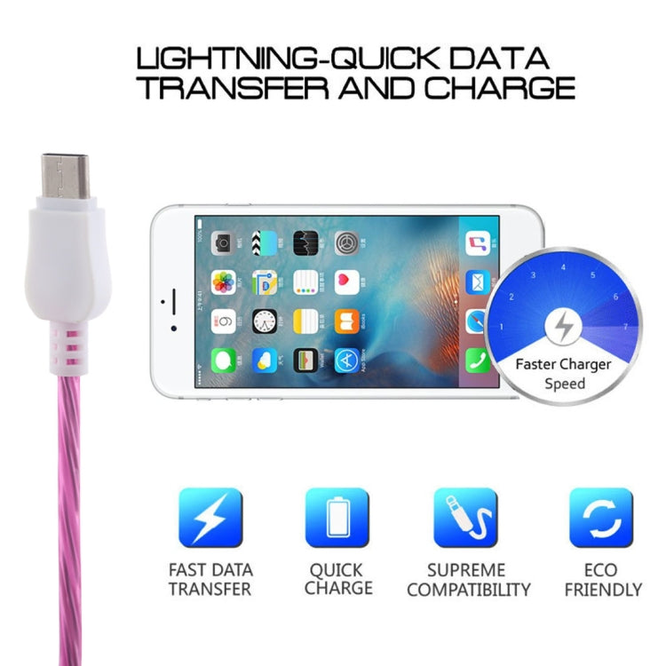 LED Flowing Light 1m USB A to Type-C Data Sync Charge Cable, For Galaxy, Huawei, Xiaomi, LG, HTC and Other Smart Phones