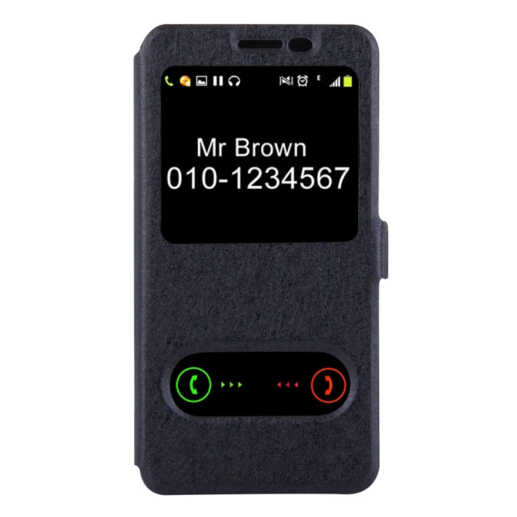 For Galaxy C5 / C500 Silk Texture Horizontal Flip Solid Color Leather Case with Call Display ID