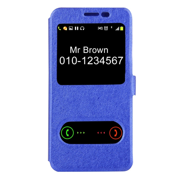 For Galaxy C5 / C500 Silk Texture Horizontal Flip Solid Color Leather Case with Call Display ID