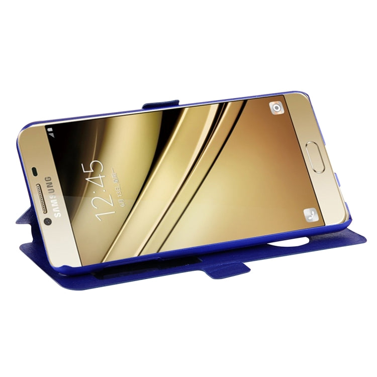 For Galaxy C5 / C500 Silk Texture Horizontal Flip Solid Color Leather Case with Call Display ID