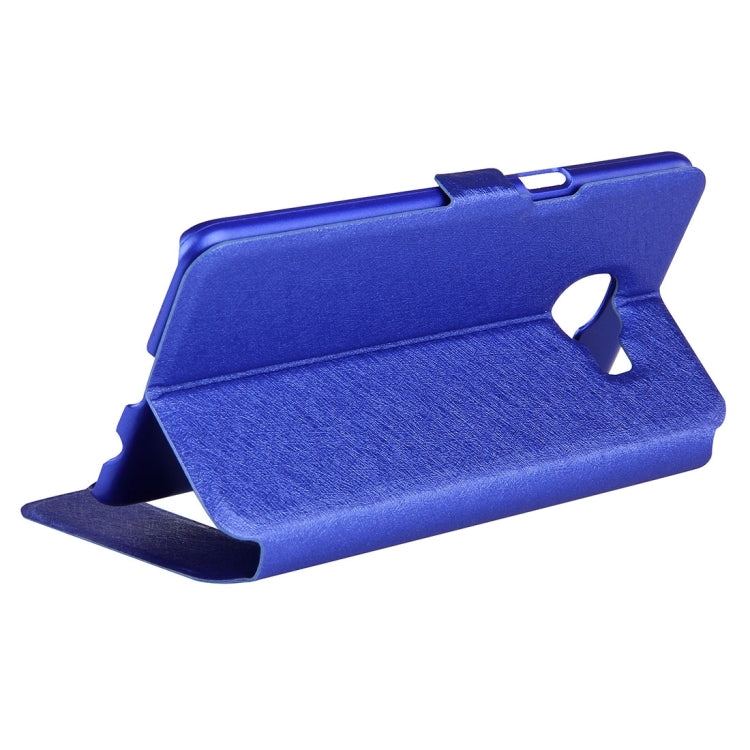 For Galaxy C5 / C500 Silk Texture Horizontal Flip Solid Color Leather Case with Call Display ID