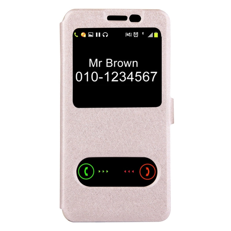 For Galaxy C5 / C500 Silk Texture Horizontal Flip Solid Color Leather Case with Call Display ID