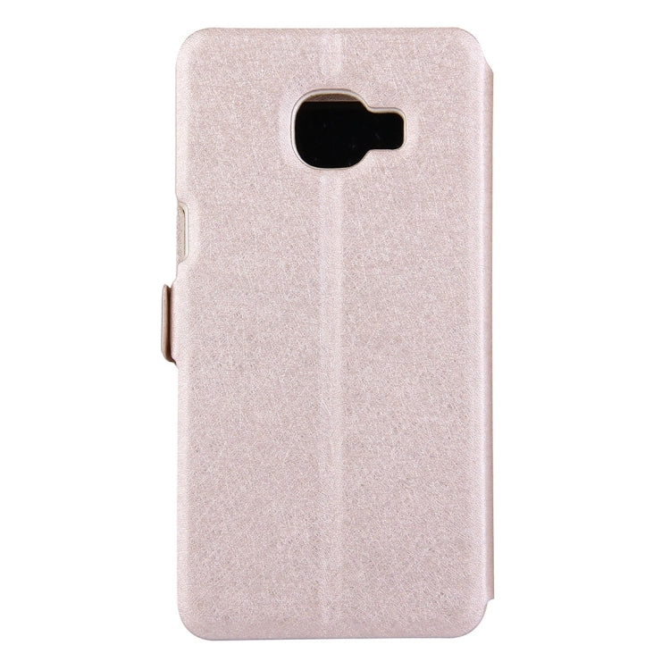 For Galaxy C5 / C500 Silk Texture Horizontal Flip Solid Color Leather Case with Call Display ID