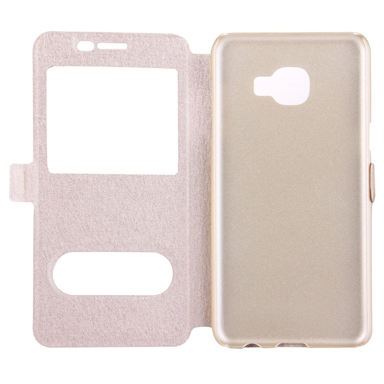 For Galaxy C5 / C500 Silk Texture Horizontal Flip Solid Color Leather Case with Call Display ID