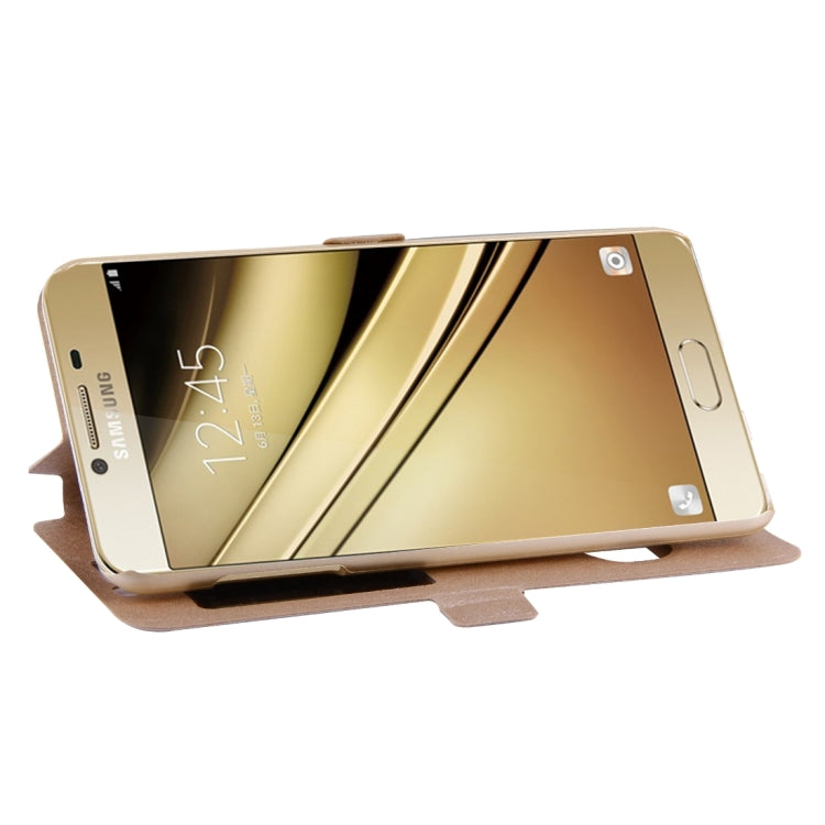 For Galaxy C5 / C500 Silk Texture Horizontal Flip Solid Color Leather Case with Call Display ID