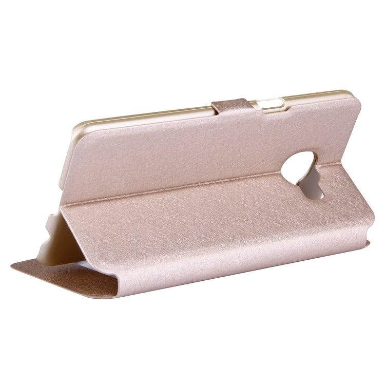 For Galaxy C5 / C500 Silk Texture Horizontal Flip Solid Color Leather Case with Call Display ID