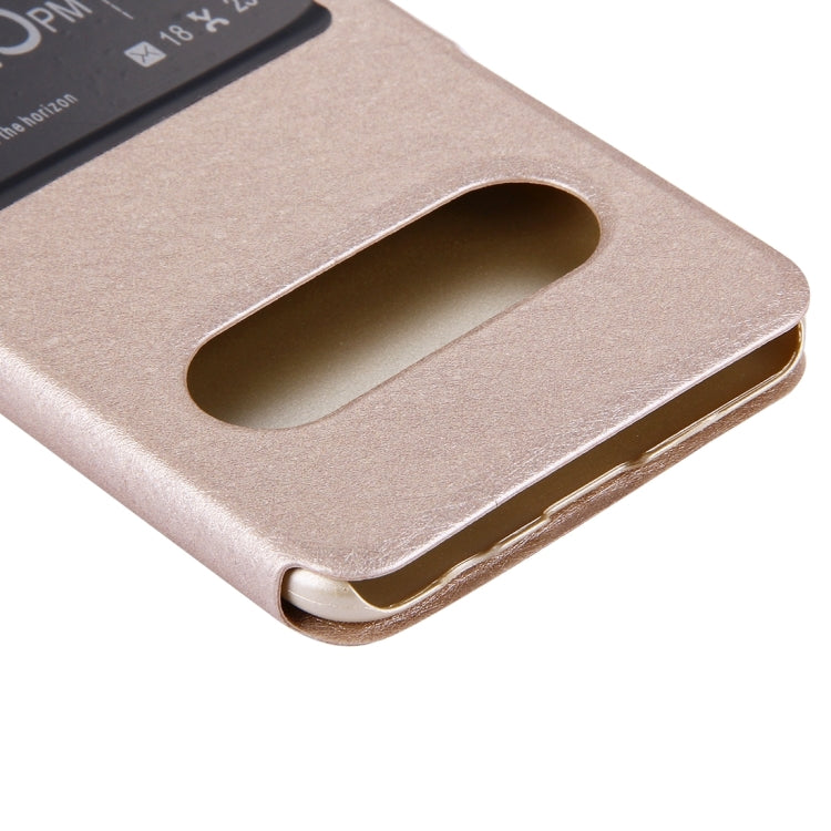 For Galaxy C5 / C500 Silk Texture Horizontal Flip Solid Color Leather Case with Call Display ID