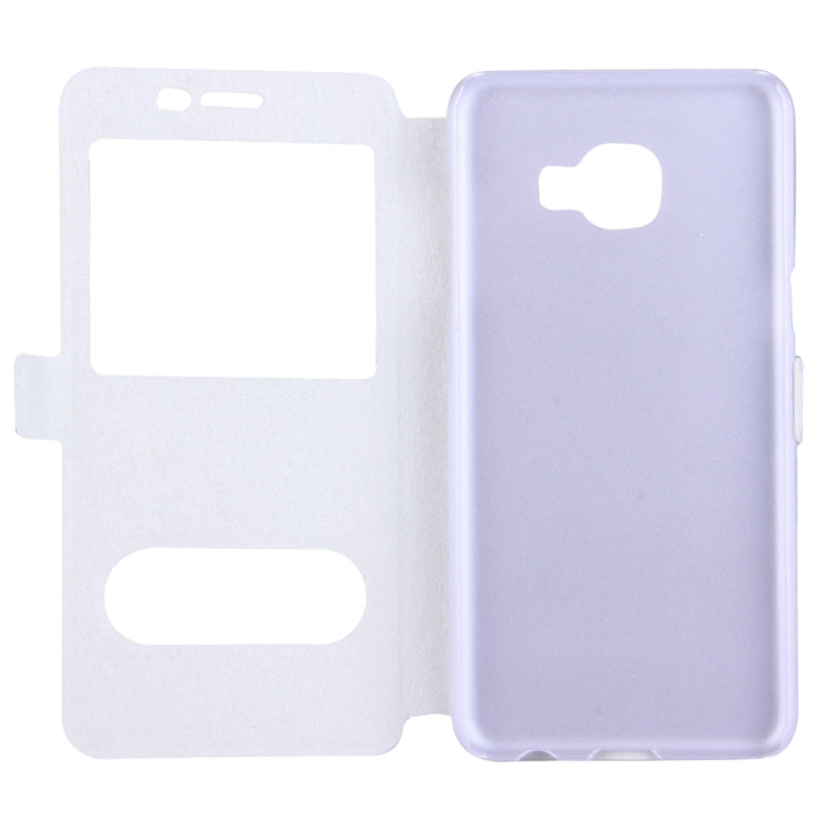 For Galaxy C5 / C500 Silk Texture Horizontal Flip Solid Color Leather Case with Call Display ID