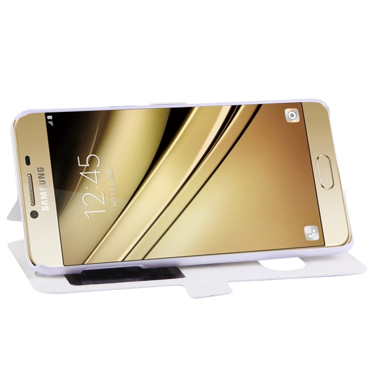 For Galaxy C5 / C500 Silk Texture Horizontal Flip Solid Color Leather Case with Call Display ID