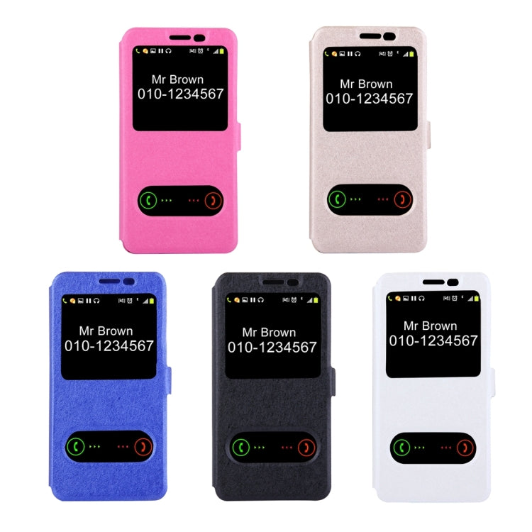 For Galaxy C5 / C500 Silk Texture Horizontal Flip Solid Color Leather Case with Call Display ID