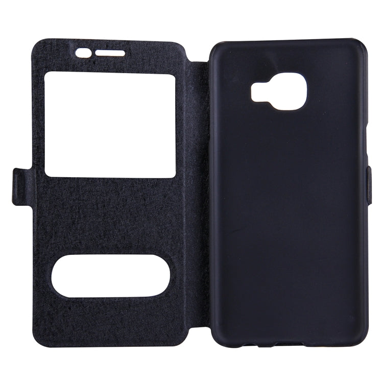 For Galaxy C7 / C700 Silk Texture Horizontal Flip Solid Color Leather Case with Call Display ID
