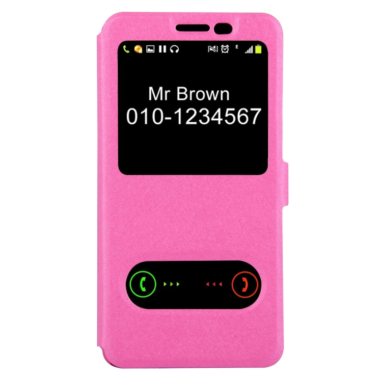 For Galaxy C7 / C700 Silk Texture Horizontal Flip Solid Color Leather Case with Call Display ID