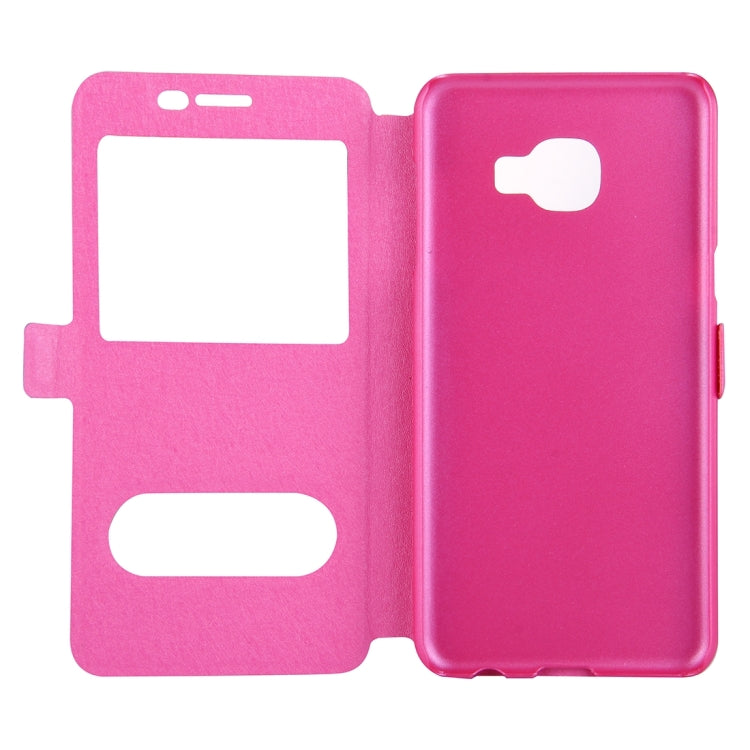 For Galaxy C7 / C700 Silk Texture Horizontal Flip Solid Color Leather Case with Call Display ID
