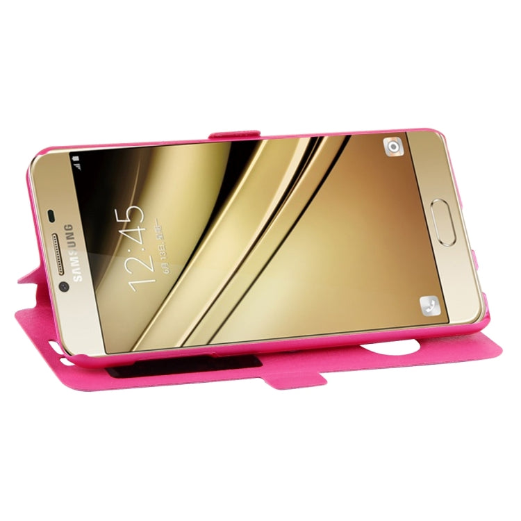For Galaxy C7 / C700 Silk Texture Horizontal Flip Solid Color Leather Case with Call Display ID