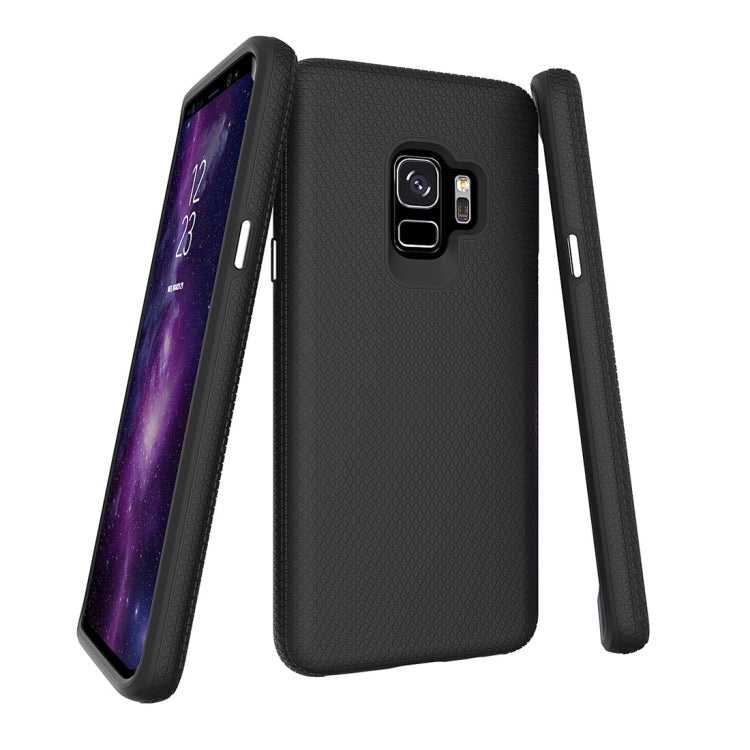 For Galaxy S9 PC + TPU Chrome Plated Press Button Anti-slip Protective Back Case