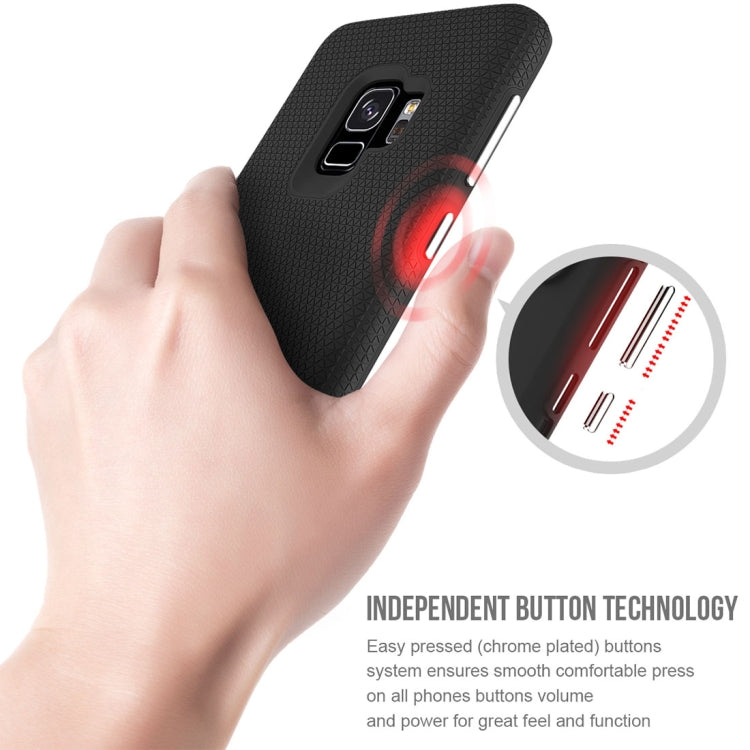 For Galaxy S9 PC + TPU Chrome Plated Press Button Anti-slip Protective Back Case