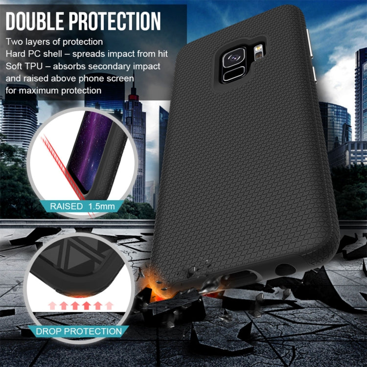 For Galaxy S9 PC + TPU Chrome Plated Press Button Anti-slip Protective Back Case