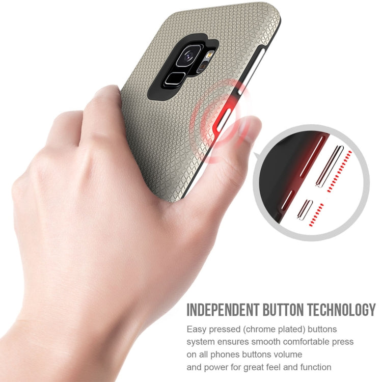 For Galaxy S9 PC + TPU Chrome Plated Press Button Anti-slip Protective Back Case