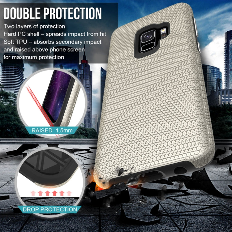 For Galaxy S9 PC + TPU Chrome Plated Press Button Anti-slip Protective Back Case