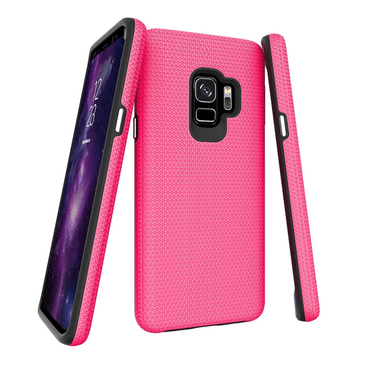 For Galaxy S9 PC + TPU Chrome Plated Press Button Anti-slip Protective Back Case
