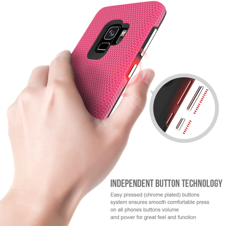 For Galaxy S9 PC + TPU Chrome Plated Press Button Anti-slip Protective Back Case
