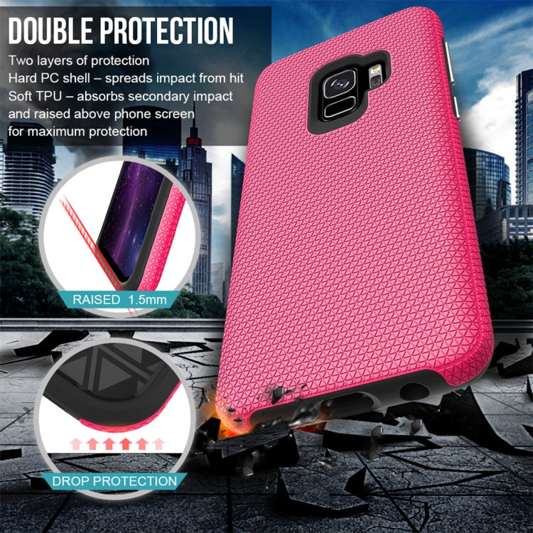 For Galaxy S9 PC + TPU Chrome Plated Press Button Anti-slip Protective Back Case