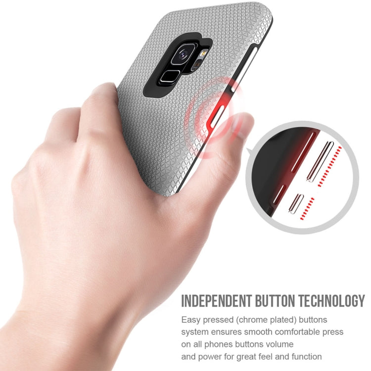 For Galaxy S9 PC + TPU Chrome Plated Press Button Anti-slip Protective Back Case