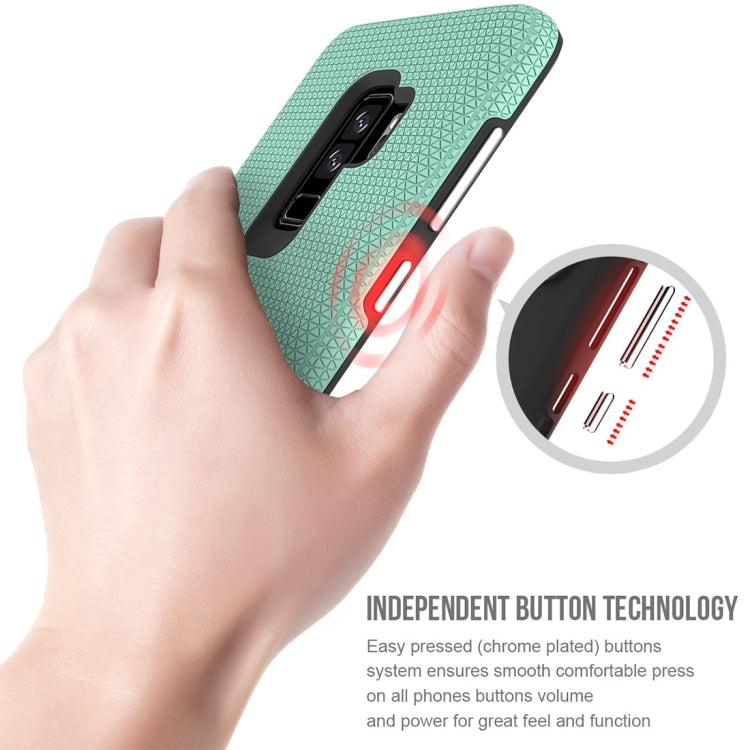 For Galaxy S9+ PC + TPU Chrome Plated Press Button Anti-slip Protective Back Case