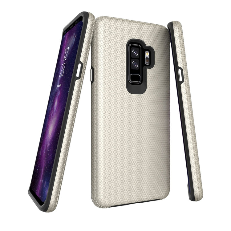 For Galaxy S9+ PC + TPU Chrome Plated Press Button Anti-slip Protective Back Case