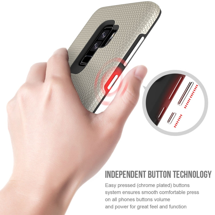 For Galaxy S9+ PC + TPU Chrome Plated Press Button Anti-slip Protective Back Case