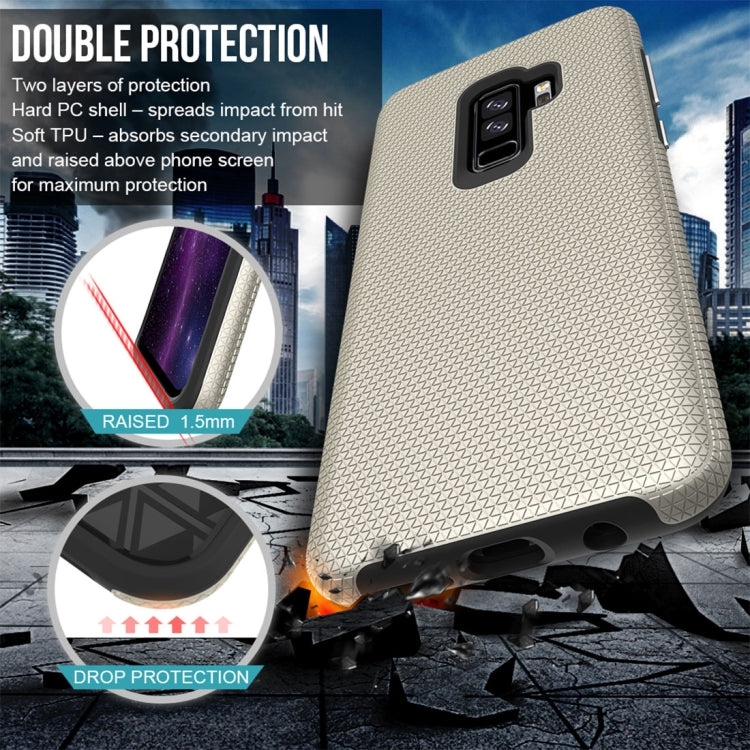 For Galaxy S9+ PC + TPU Chrome Plated Press Button Anti-slip Protective Back Case