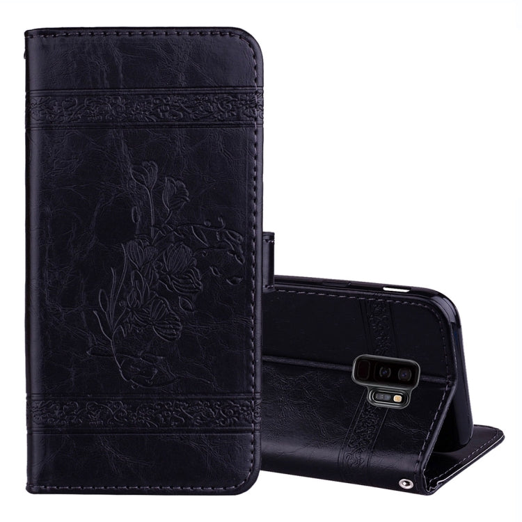 For Galaxy S9+ Vintage Oil Wax Texture Embossed Horizontal Flip Leather Case with Holder & Card Slots & Wallet & Photo Frame & Lanyard