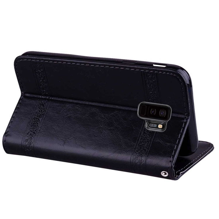 For Galaxy S9+ Vintage Oil Wax Texture Embossed Horizontal Flip Leather Case with Holder & Card Slots & Wallet & Photo Frame & Lanyard