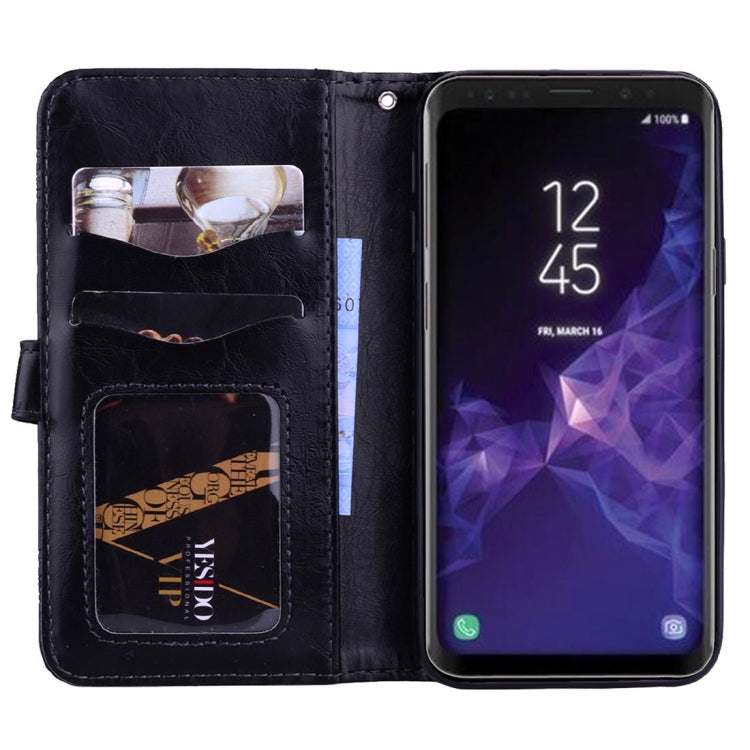 For Galaxy S9+ Vintage Oil Wax Texture Embossed Horizontal Flip Leather Case with Holder & Card Slots & Wallet & Photo Frame & Lanyard