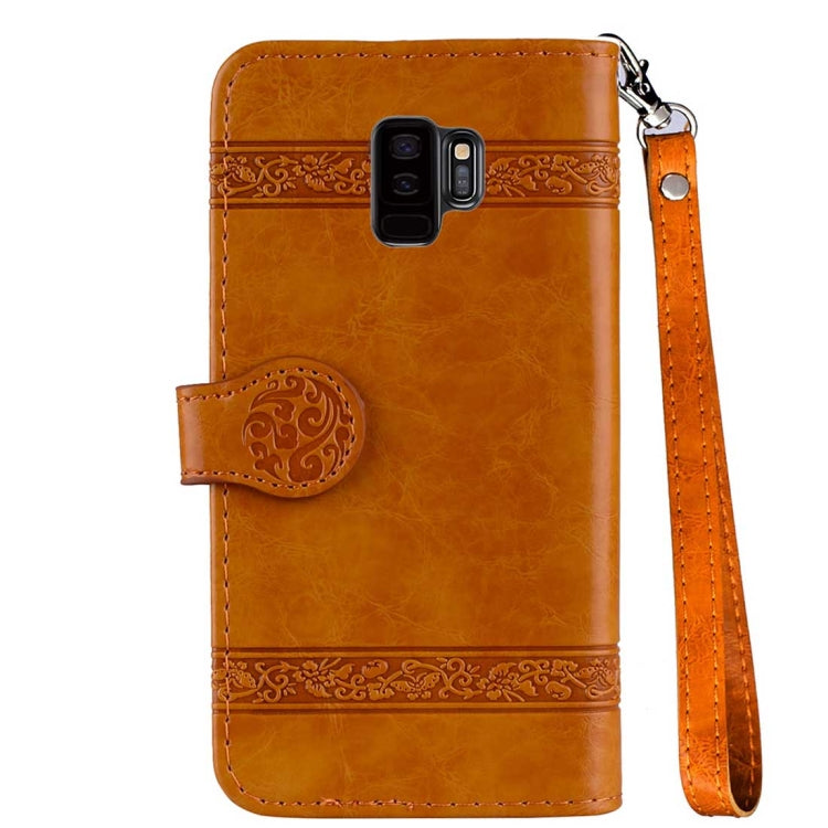 For Galaxy S9+ Vintage Oil Wax Texture Embossed Horizontal Flip Leather Case with Holder & Card Slots & Wallet & Photo Frame & Lanyard