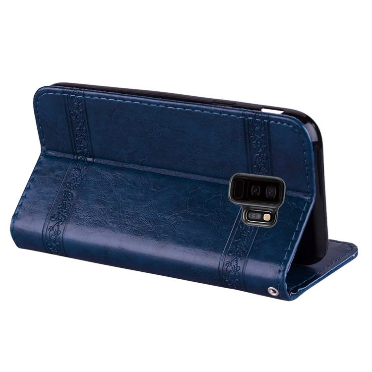 For Galaxy S9+ Vintage Oil Wax Texture Embossed Horizontal Flip Leather Case with Holder & Card Slots & Wallet & Photo Frame & Lanyard