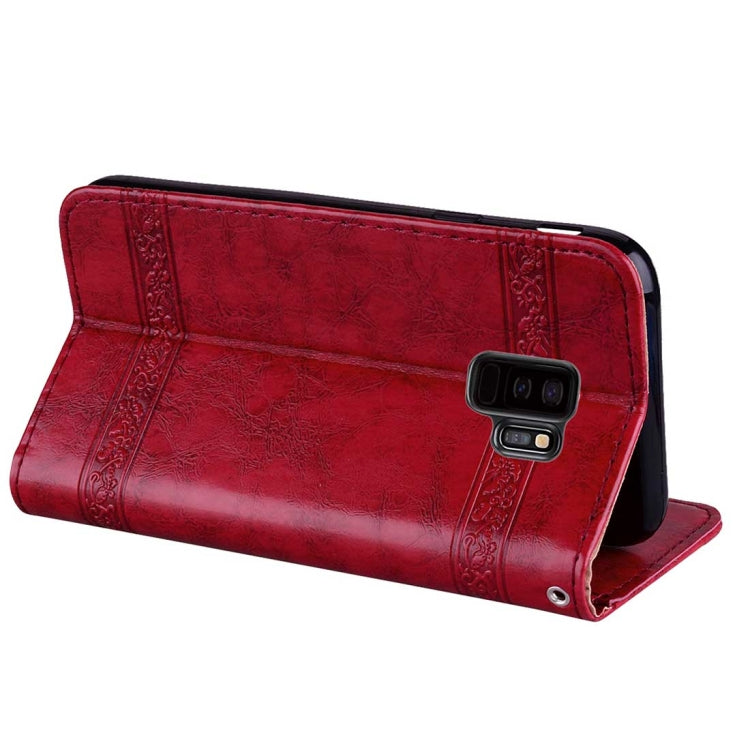 For Galaxy S9+ Vintage Oil Wax Texture Embossed Horizontal Flip Leather Case with Holder & Card Slots & Wallet & Photo Frame & Lanyard