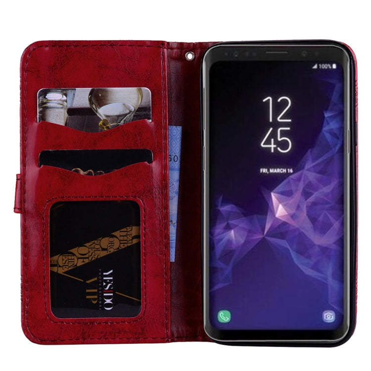 For Galaxy S9+ Vintage Oil Wax Texture Embossed Horizontal Flip Leather Case with Holder & Card Slots & Wallet & Photo Frame & Lanyard