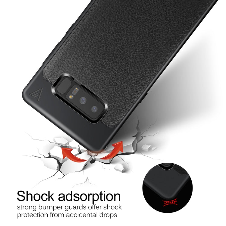 Lenuo for Galaxy Note 8 Litchi Texture Full Coverage PU Leather + TPU Protective Back Cover Soft Case