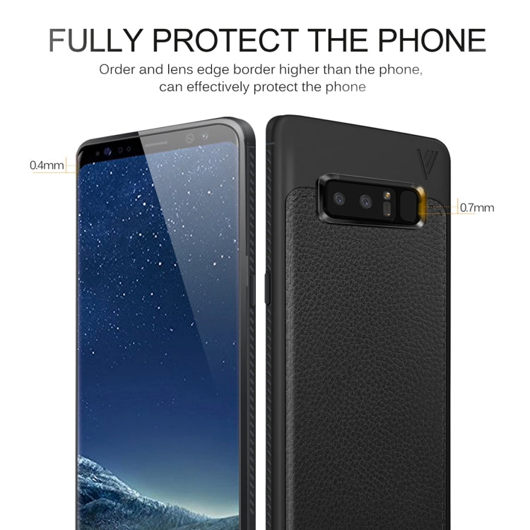 Lenuo for Galaxy Note 8 Litchi Texture Full Coverage PU Leather + TPU Protective Back Cover Soft Case