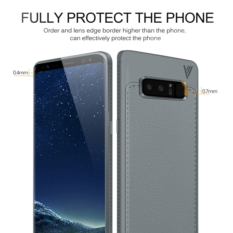 Lenuo for Galaxy Note 8 Litchi Texture Full Coverage PU Leather + TPU Protective Back Cover Soft Case
