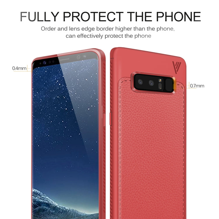 Lenuo for Galaxy Note 8 Litchi Texture Full Coverage PU Leather + TPU Protective Back Cover Soft Case
