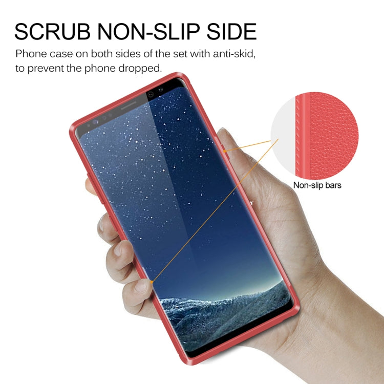 Lenuo for Galaxy Note 8 Litchi Texture Full Coverage PU Leather + TPU Protective Back Cover Soft Case