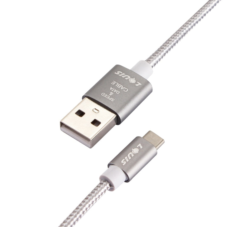 LOUIS 2.1A 1m Nylon Weave Type-C to USB Fast Charging Cord Data Sync Charge Cable, For Samsung / Huawei P9 / Xiaomi 5 / Meizu Pro 5 / LG / HTC and Other Smartphones(Grey)