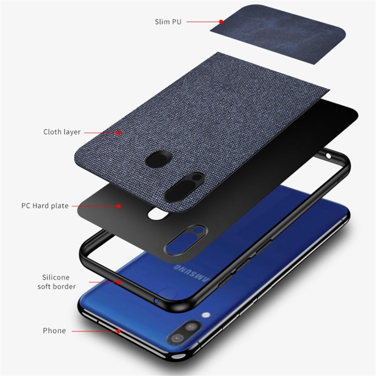 Shockproof Splicing PU + Cloth Protective Case for Galaxy M20