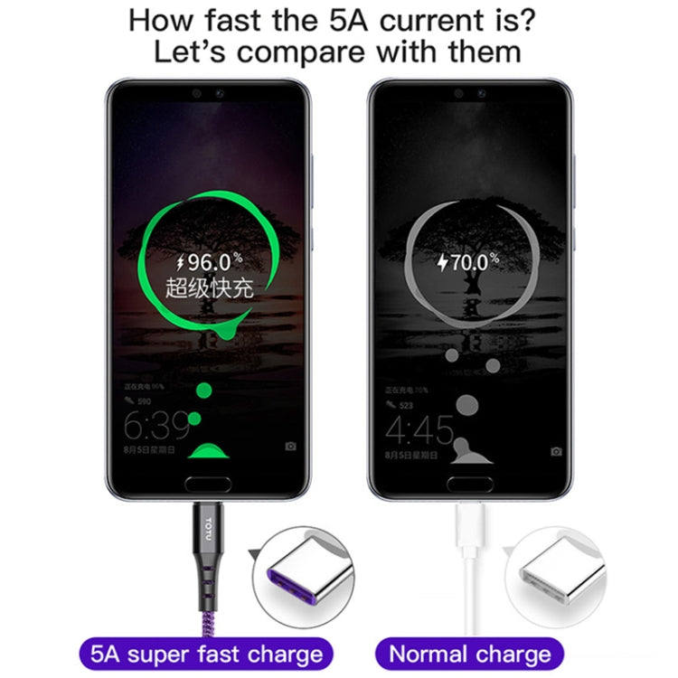 TOTUDESIGN BTA-024 Hard-edged Series 5A USB-C / Type-C Quick Charging Cable, Length : 1m(Purple)