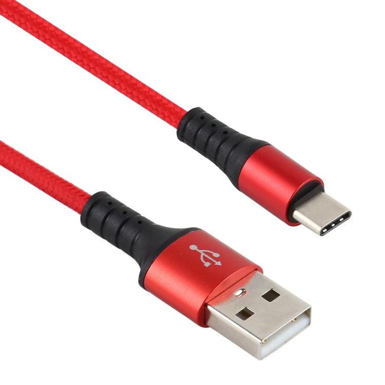 2A USB to USB-C / Type-C Braided Data Cable, Cable Length: 1m