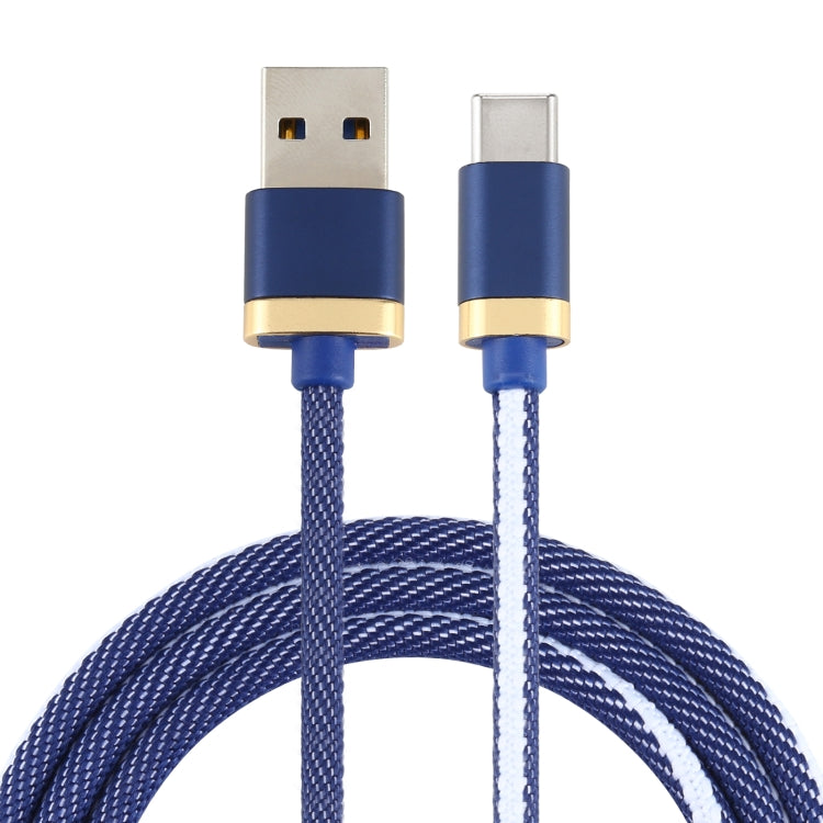 3A USB to USB-C / Type-C Two-color Braided Data Cable, Cable Length: 1m