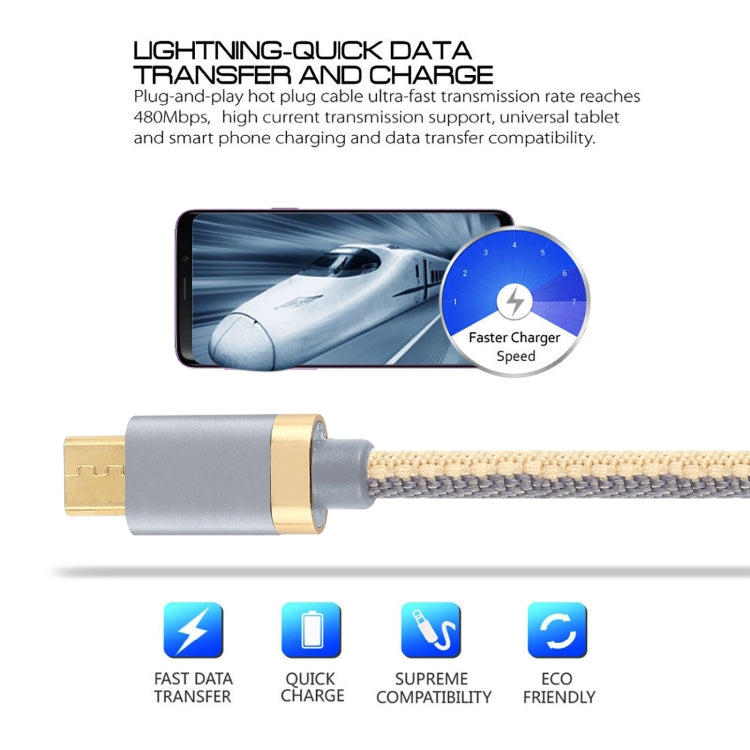 3A USB to Micro USB Two-color Braided Data Cable, Cable Length: 1m